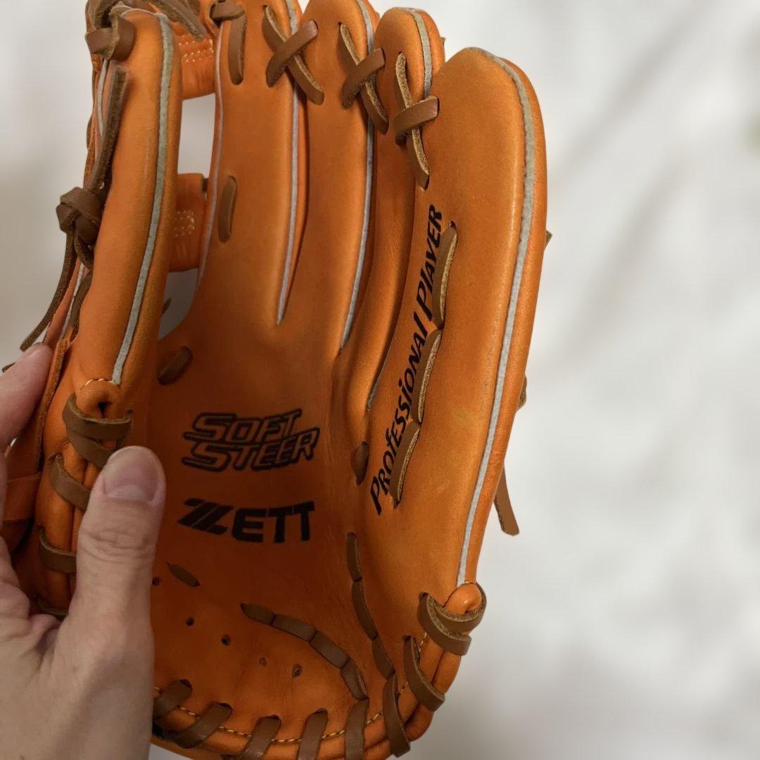 ZETT Soft Steer 硬式グローブ オレンジ　硬式ボール付き