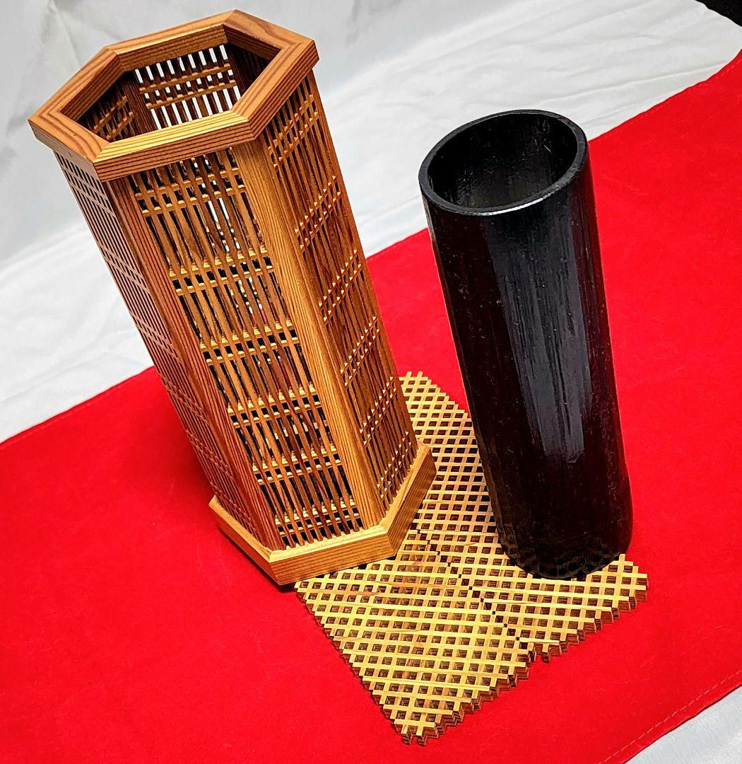 【昭和レトロ】組子細工_花入/高級工芸品