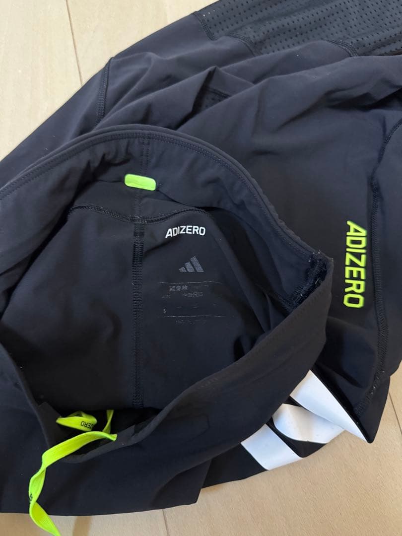 p*.様 adidas ADIZERO ランニングパンツ 黒