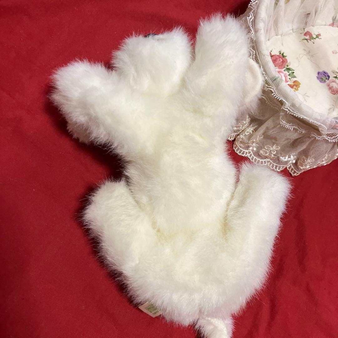 ぬいぐるみ犬　マルチーズ　白い犬　子犬わんちゃん　レトロぬいぐるみ犬　リアル