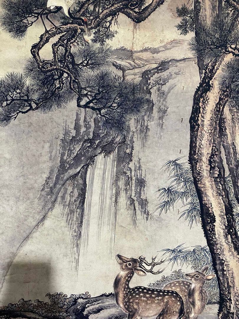沈鍂 九如图 中国画 掛け軸 水墨画 和室 玄関 茶室 壁掛け 美術品