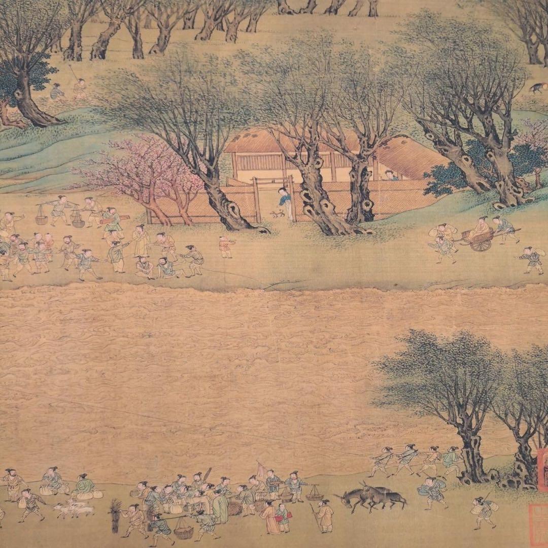 清明上河図 掛軸 長巻 70×330cm