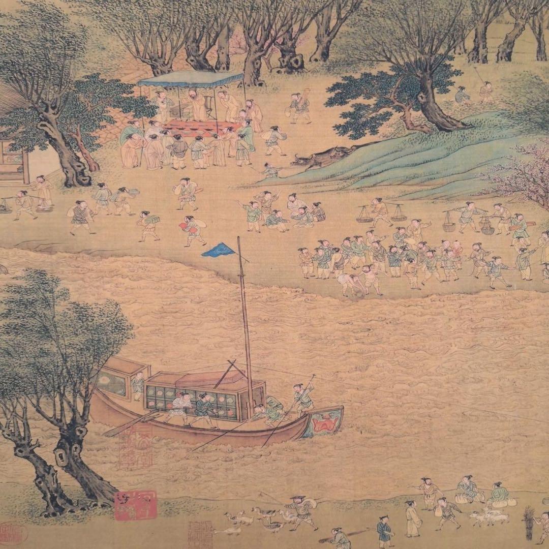 清明上河図 掛軸 長巻 70×330cm