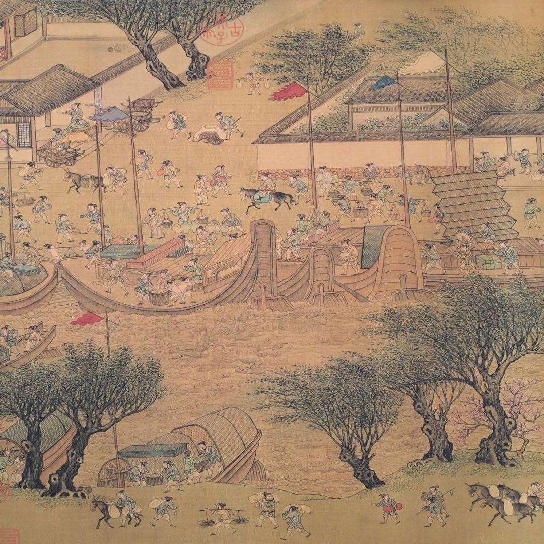 清明上河図 掛軸 長巻 70×330cm