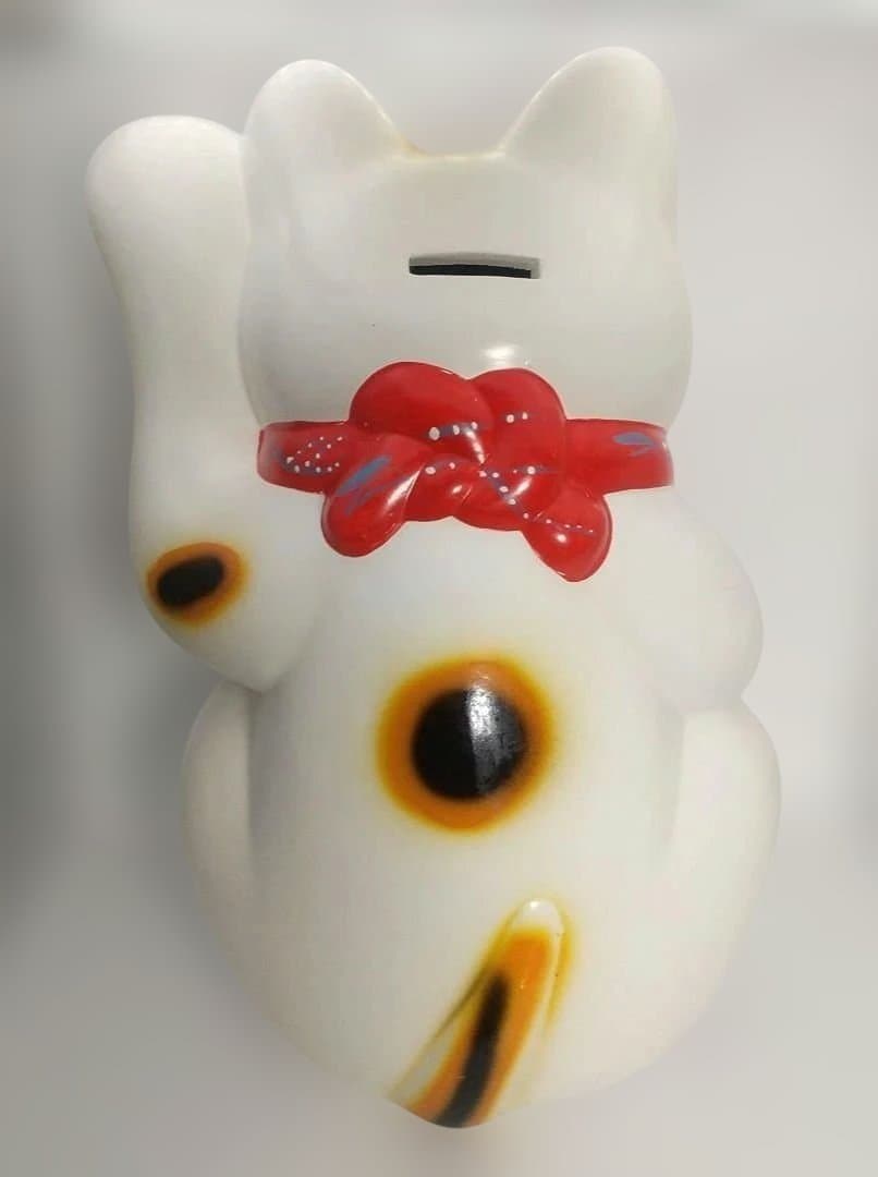 【希少・新品同様】とても大きな招き猫 左手挙げ 約34cm 陶器製 昭和レトロ