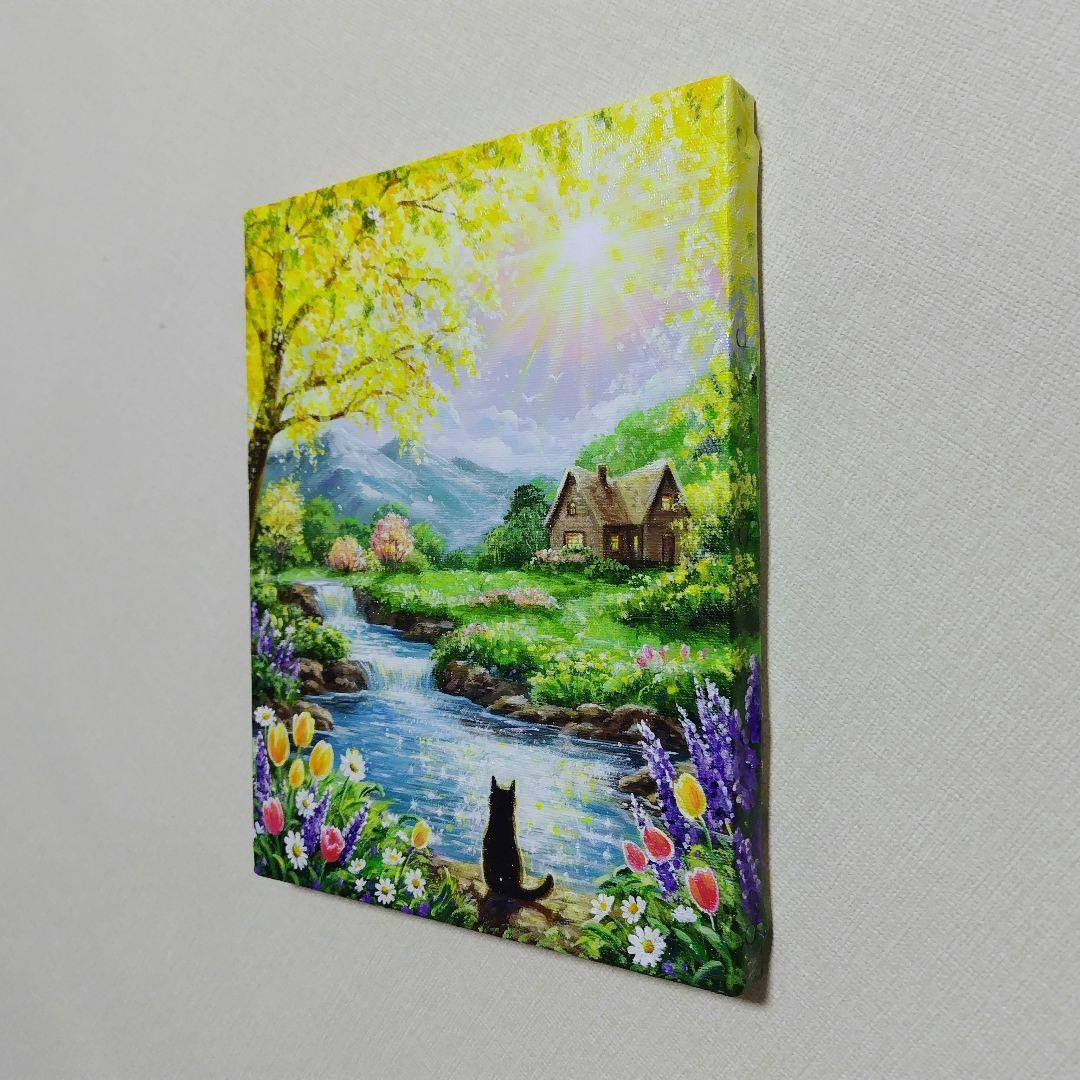 【ミモザの輝き】アクリル画 F3 風景画 絵画