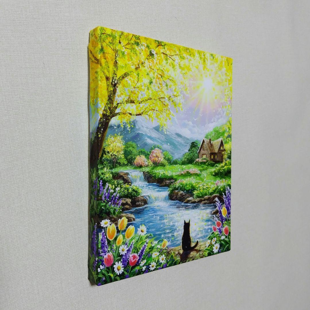 【ミモザの輝き】アクリル画 F3 風景画 絵画