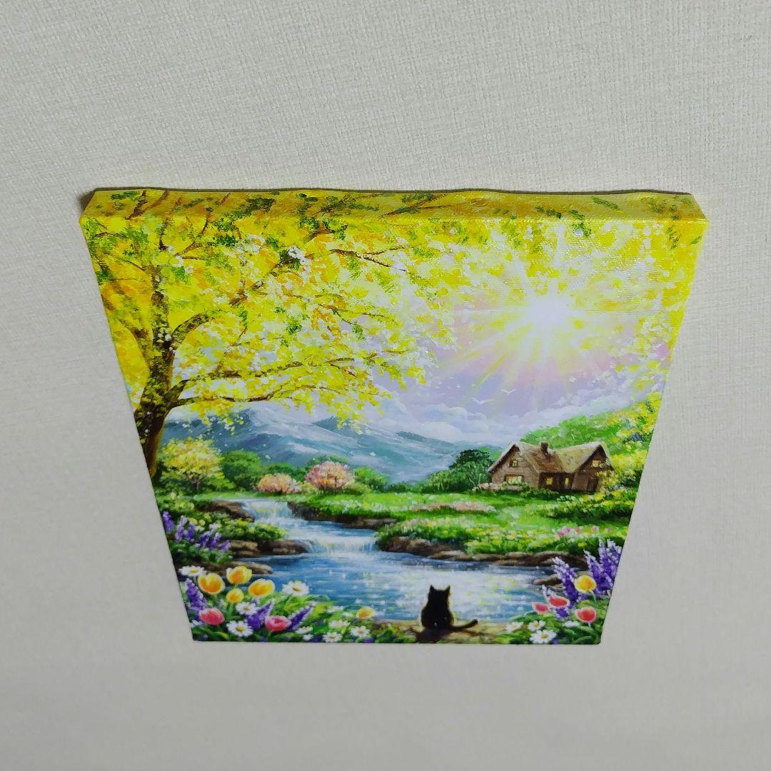 【ミモザの輝き】アクリル画 F3 風景画 絵画