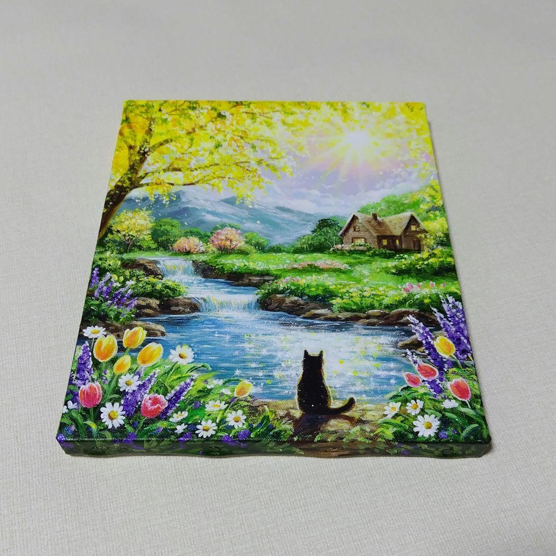 【ミモザの輝き】アクリル画 F3 風景画 絵画
