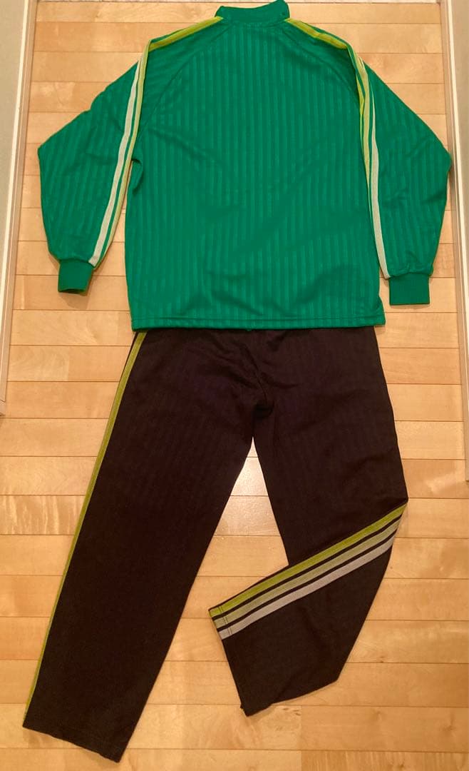 希少adidas ジャージ上下セット Lサイズ グリーン/ネイビーグラデーション
