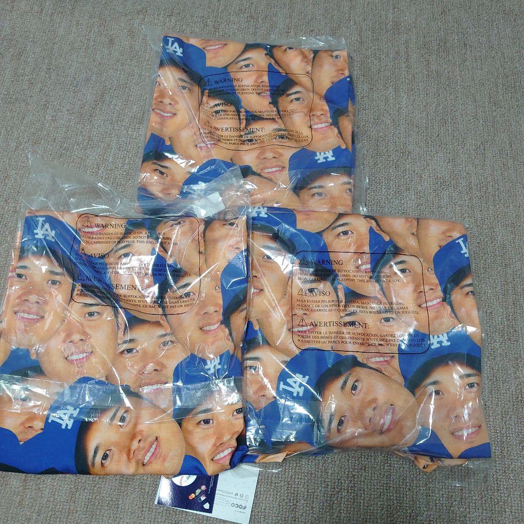 FOCO 大谷翔平 ドジャース Tシャツ Ｌ 青 新品 未使用 顔だらけ ３枚