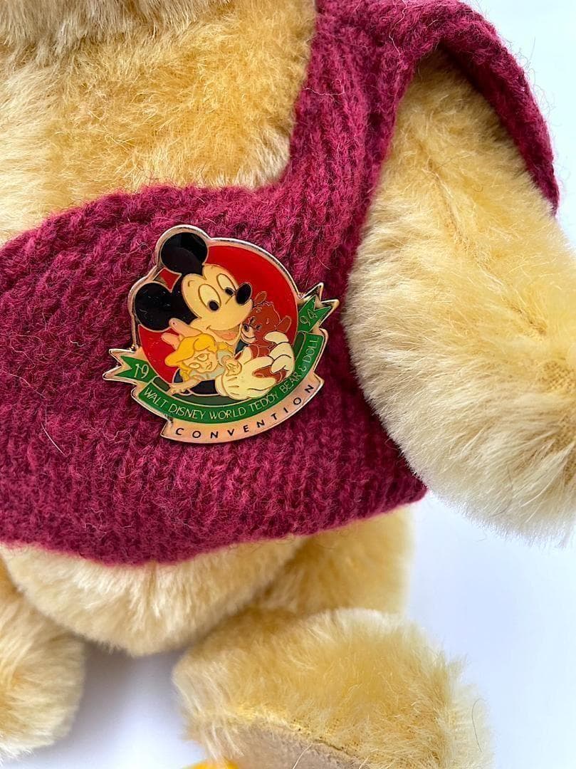 希少・美品！限定ピンバッジ付 シュタイフ プーさん 1994 ディズニーワールド