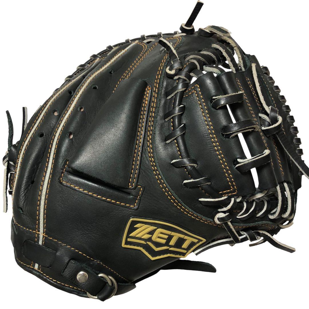 【美品】ZETT ウイニングロード キャッチャーミット 軟式 大人用 ブラック