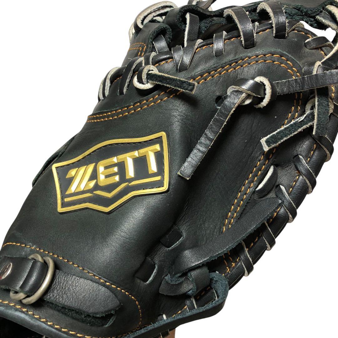 【美品】ZETT ウイニングロード キャッチャーミット 軟式 大人用 ブラック