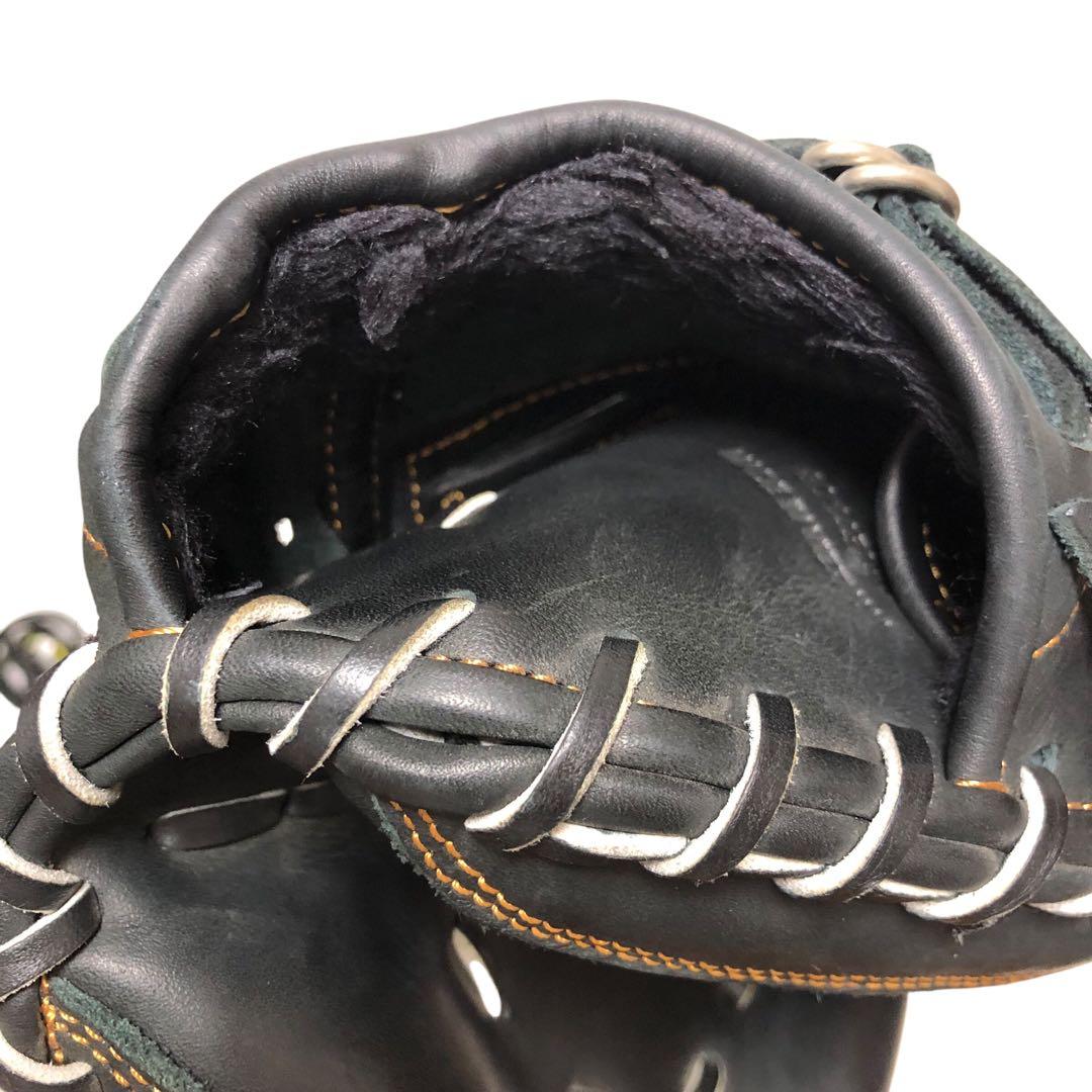 【美品】ZETT ウイニングロード キャッチャーミット 軟式 大人用 ブラック