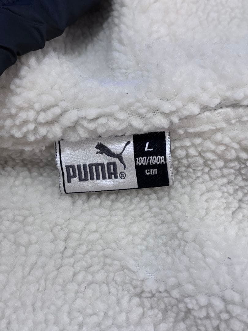 【美品】PUMA プーマ ベンチコート 中綿 ボア 裏起毛 Lサイズ ネイビー