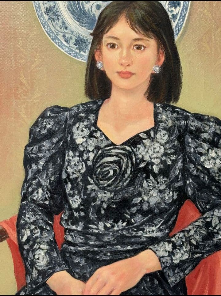◆　高橋陽子　「黒のコスチューム　真理子」　油彩　F8号　◆