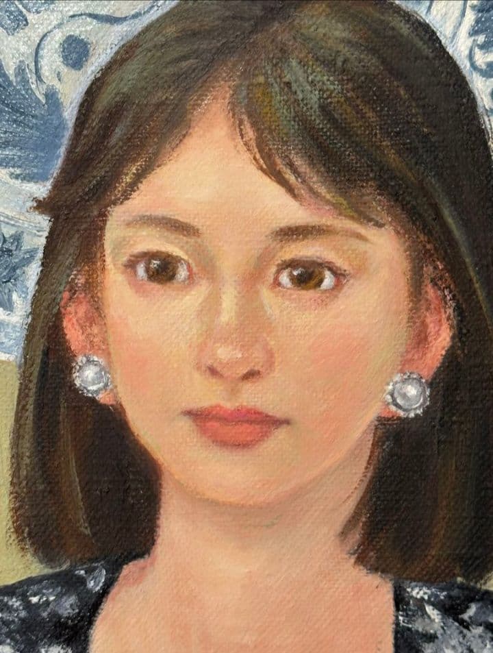 ◆　高橋陽子　「黒のコスチューム　真理子」　油彩　F8号　◆