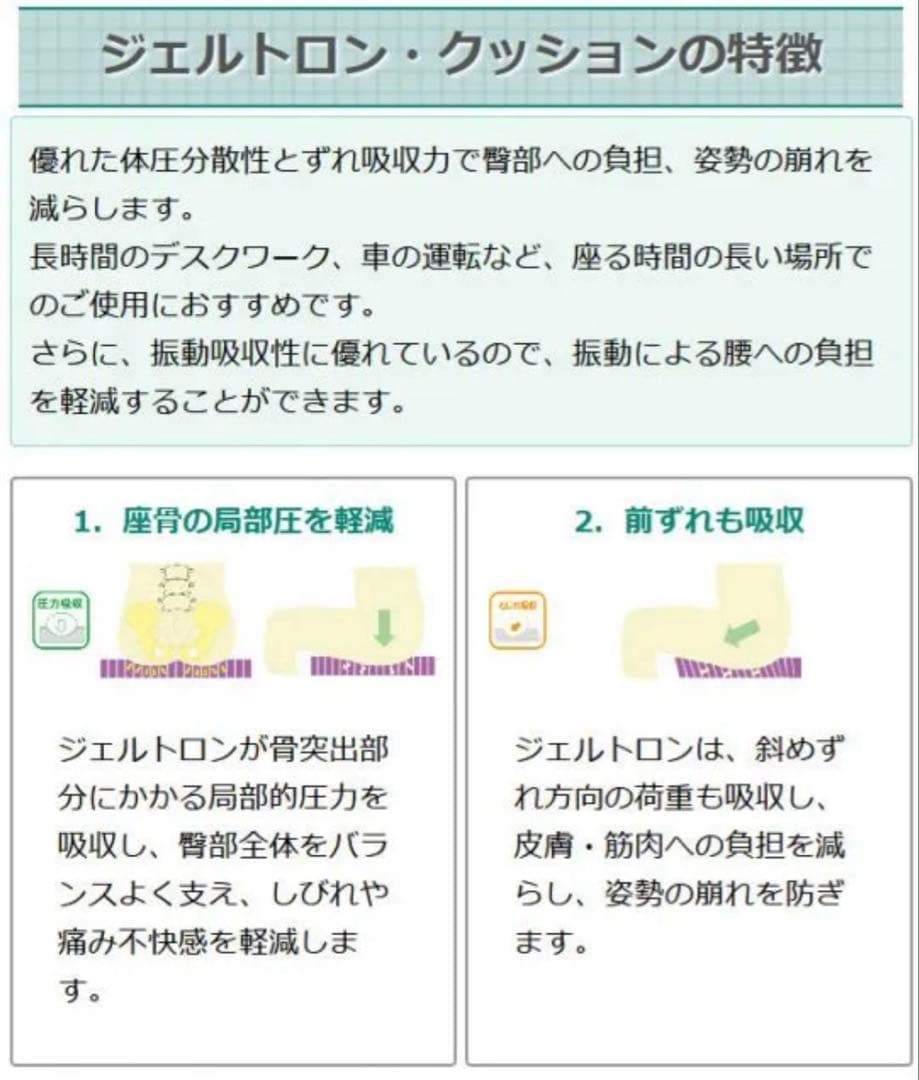ジェルトロン クッション　ダブルソフト ジェル お尻が痛くない　￼マットレス