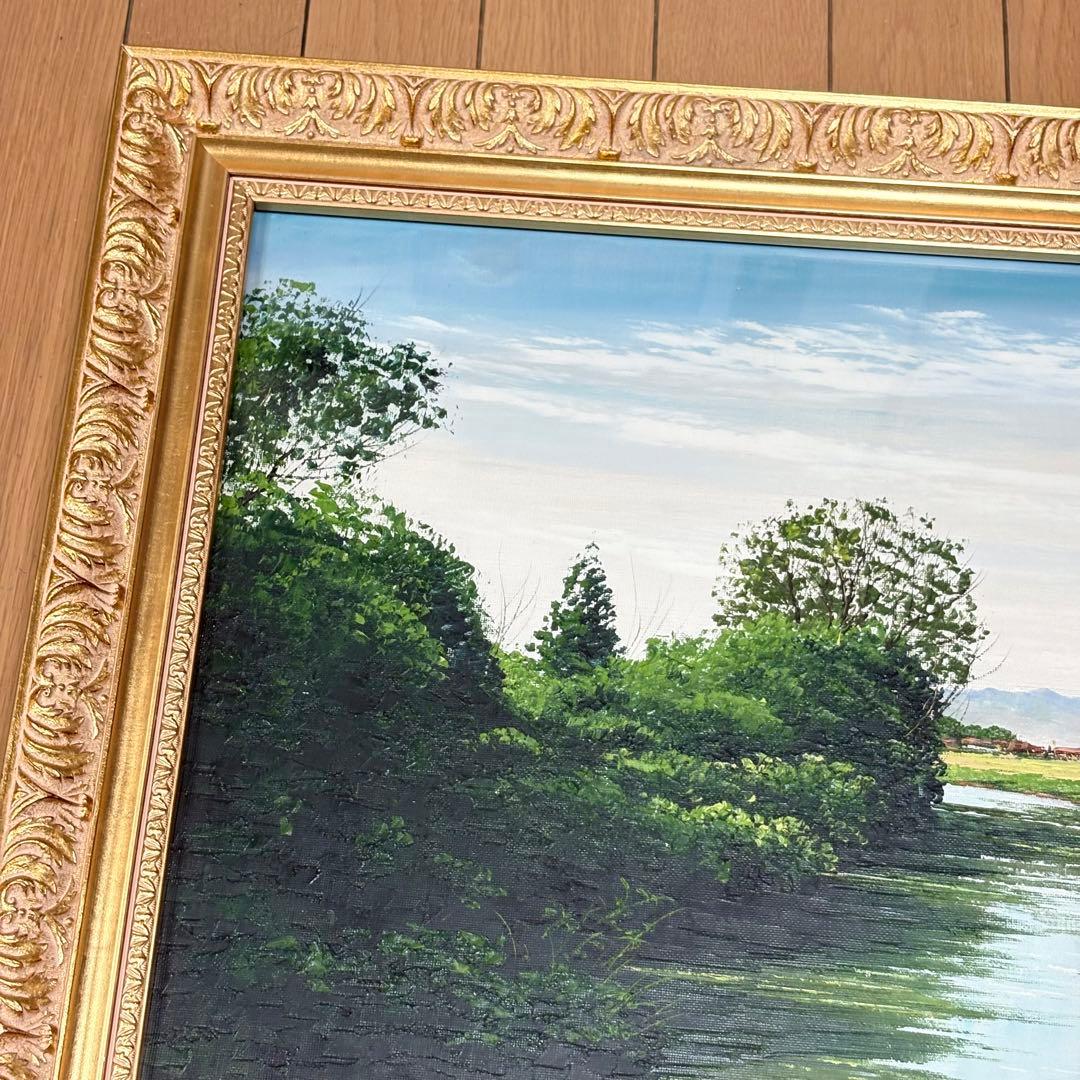 小川久雄 絵画 風景 油彩 油絵 額装 應美会会員 中部一線美術会員