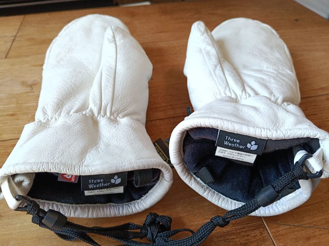 美品【最高級】レザー ミトン グローブ ホワイト GORE-TEX メンズ:L