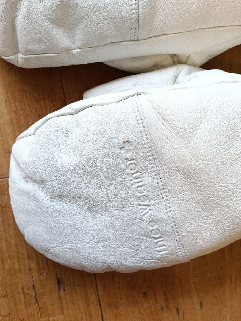 美品【最高級】レザー ミトン グローブ ホワイト GORE-TEX メンズ:L