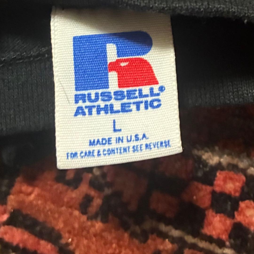 80S USA製 RUSSELL フットボールシャツ ブラックイエロー L