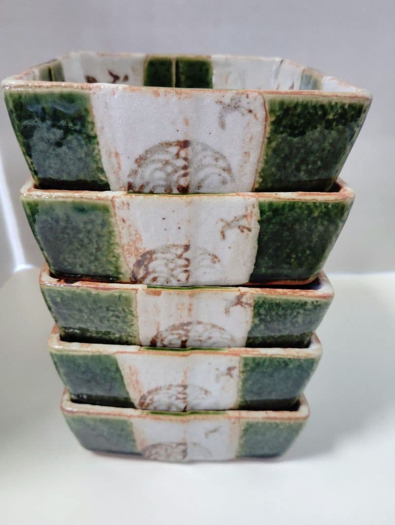 たち吉　極美品　市松　小鉢 5客　菱型