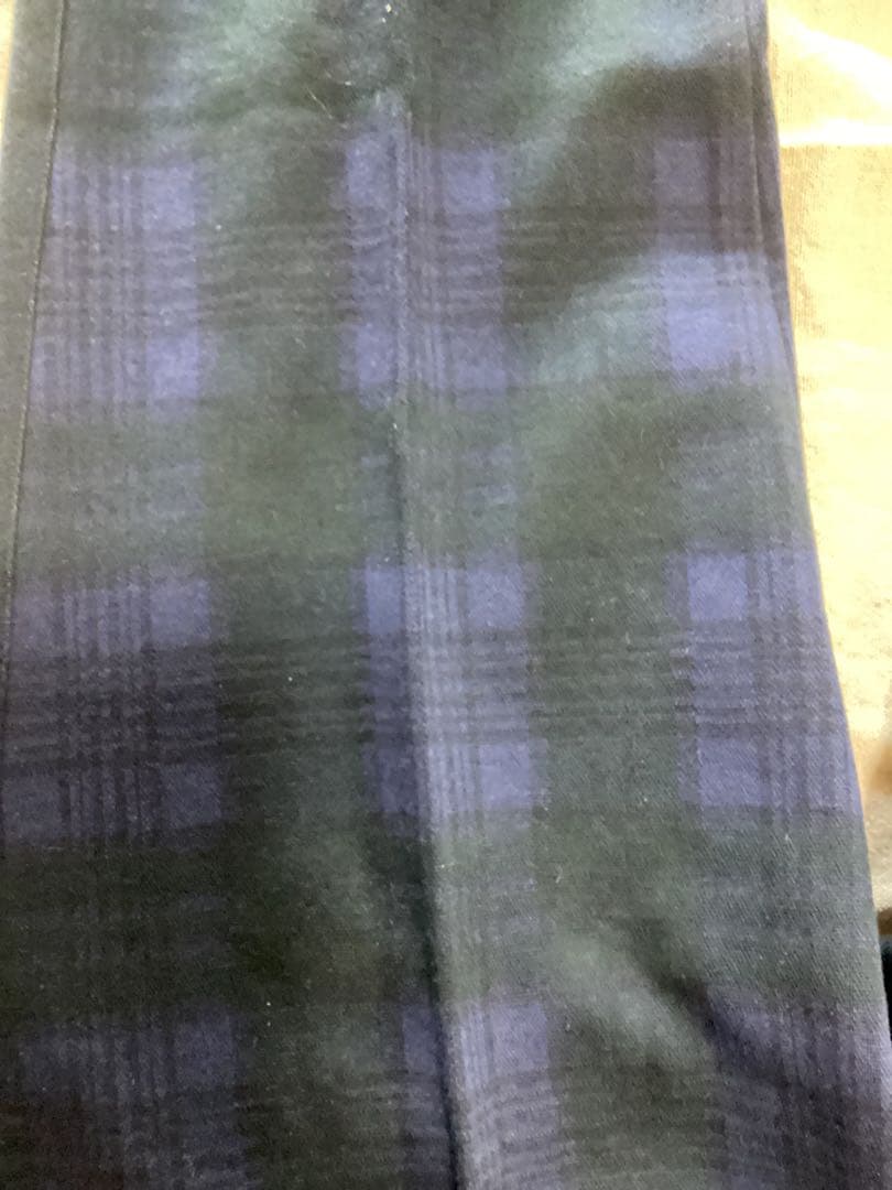 beams golf ネイビー系チェック柄スリムフィットパンツ