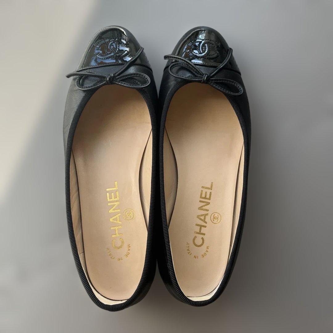 【美品】CHANELバレエシューズ35.5 箱、保存袋付き