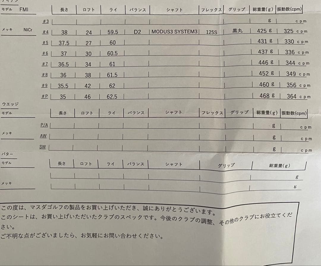 【希少M0I調整済】マスダ ファストマッスルアイアン FM I