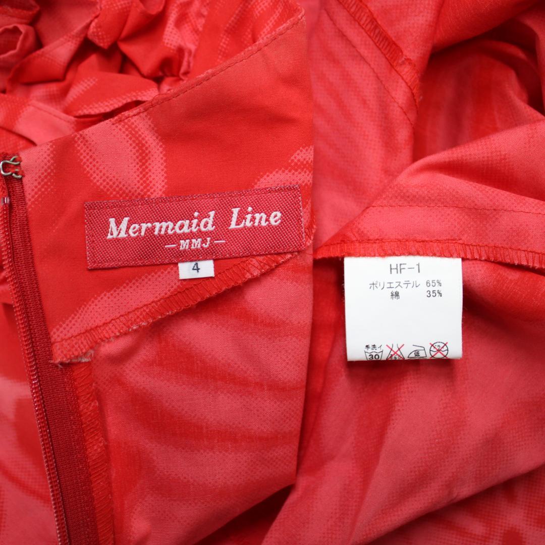 【日本製 フラダンス衣装】 レッド MermaidLine ワンピース ドレス
