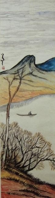 竹久夢二、『山の湖2』、希少な画集画、新品高級額・額装付