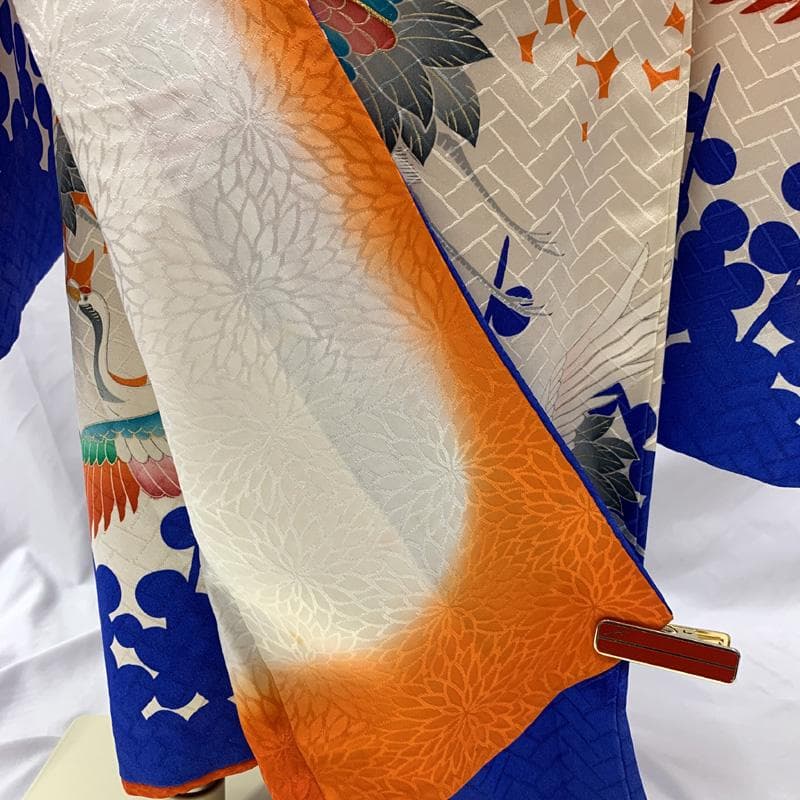 509ag22, 帯揚げ帯締めしごき□七五三 七歳 女児 着物&袋帯 地紋 金彩
