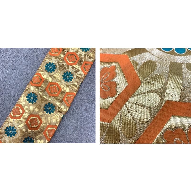 509ag22, 帯揚げ帯締めしごき□七五三 七歳 女児 着物&袋帯 地紋 金彩