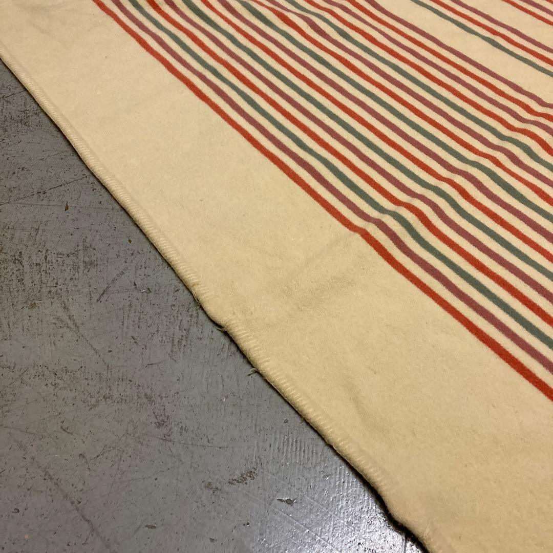 80s ニッケ毛布　WOOL100 % 昭和レトロ　アンティーク　ビンテージ