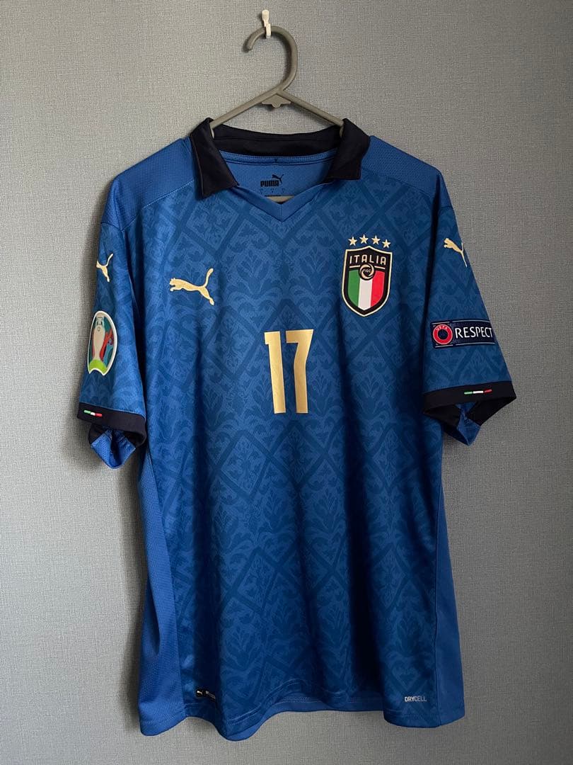 イタリア代表 2020ユニフォーム #17インモービレ L EUROパッチ付
