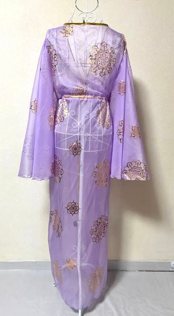 【新品】新作★ベリーダンス用 前開き とろみガラベーヤ★ラベンダー