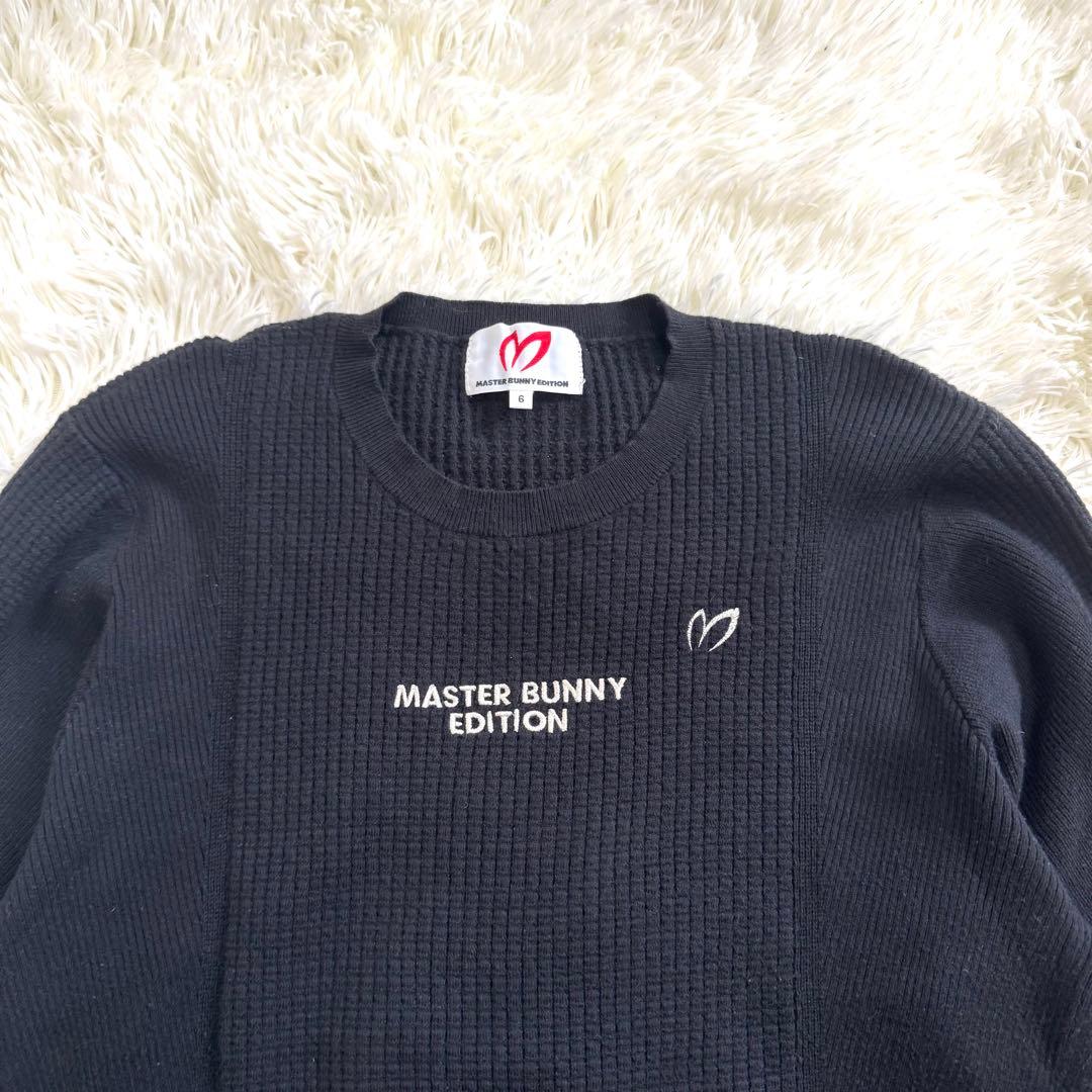 【美品】マスターバニーエディション　ニット　長袖 ロゴ刺繍　XL　ブラック