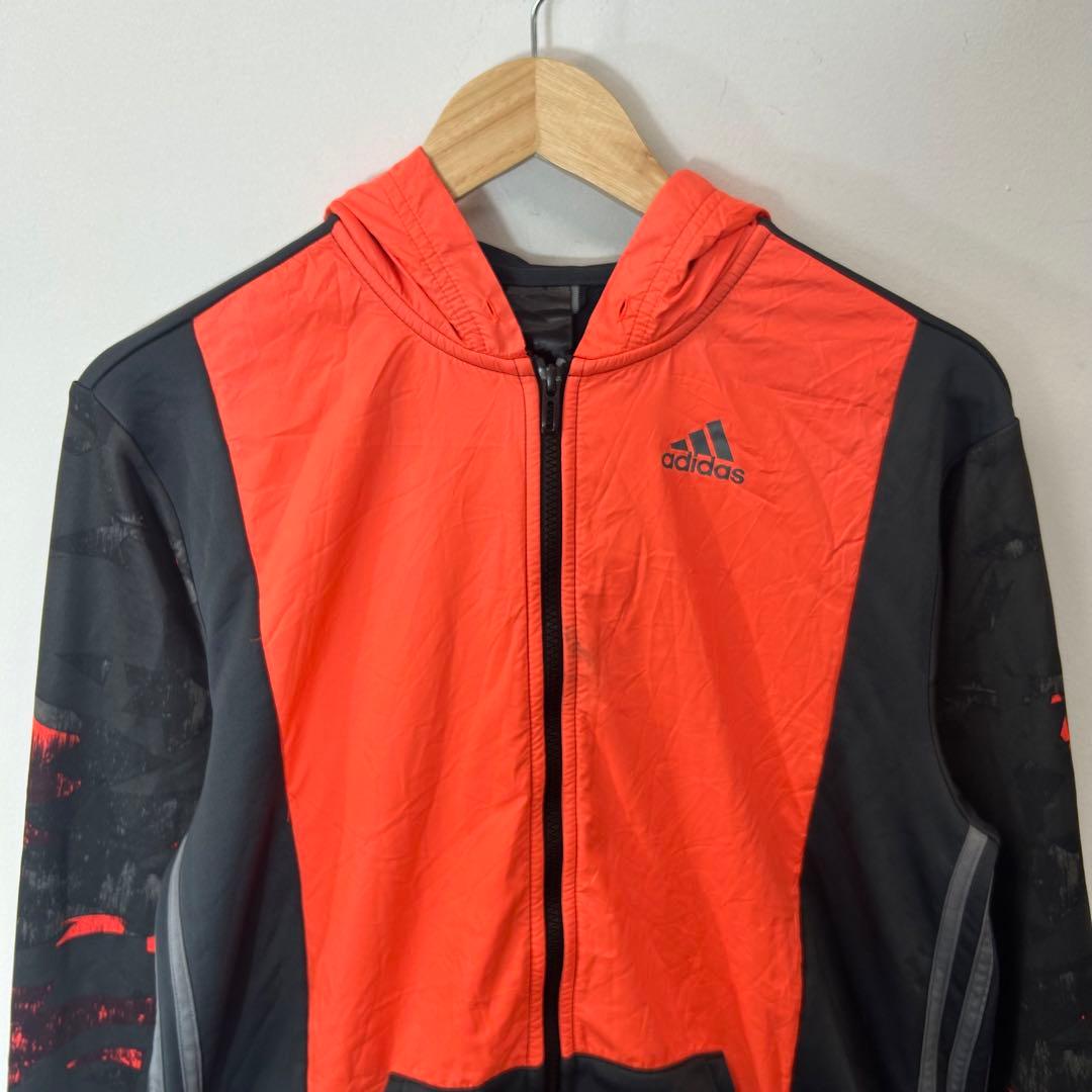 adidas アディダス ジップパーカー XL ブラック オレンジ スポーツ
