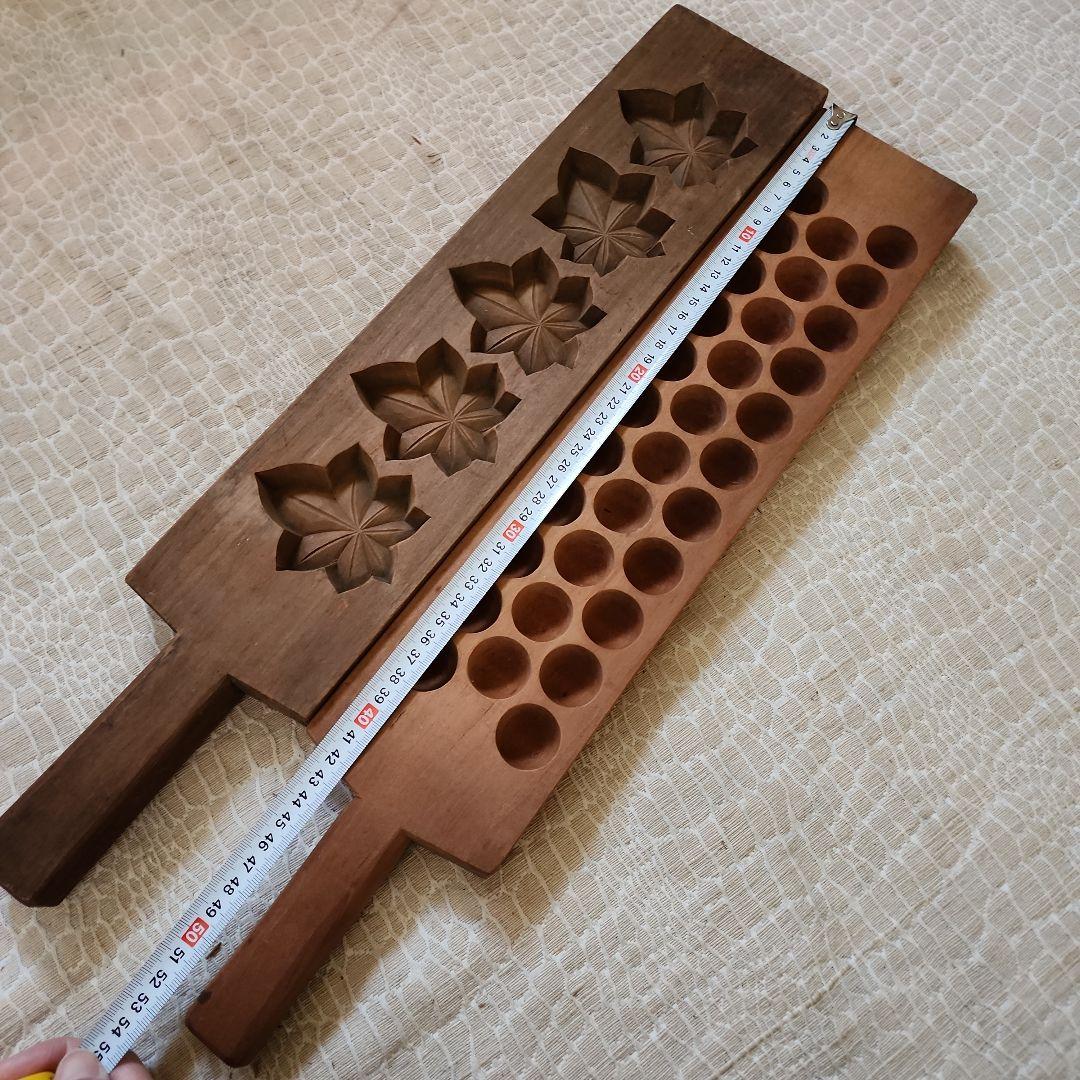 ※まめ※　菓子木型2点セット-10　古い 木型 菓子型 和菓子 木製