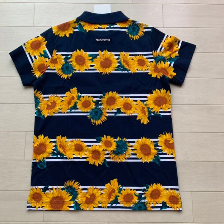 定価24200円⭐️新品 パーリーゲイツ ひまわり ポロシャツ 日本製⭐️紺0