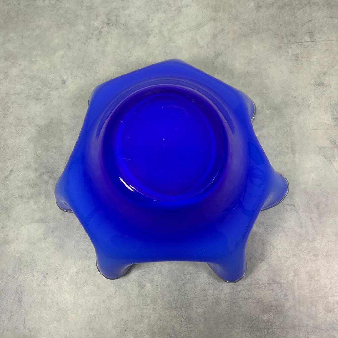 ヴィンテージ ガラス アクセサリートレイ ブルー ビンテージ レトロ 小物入れ