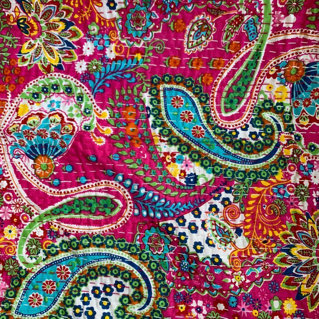インド ラリーキルト カンタキルト ヴィンテージ パッチワーク ブロックプリント