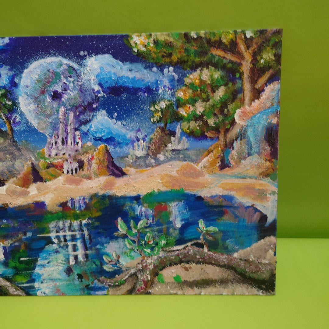 幻想的なファンタジー風景 アクリル画リーフグリーンA