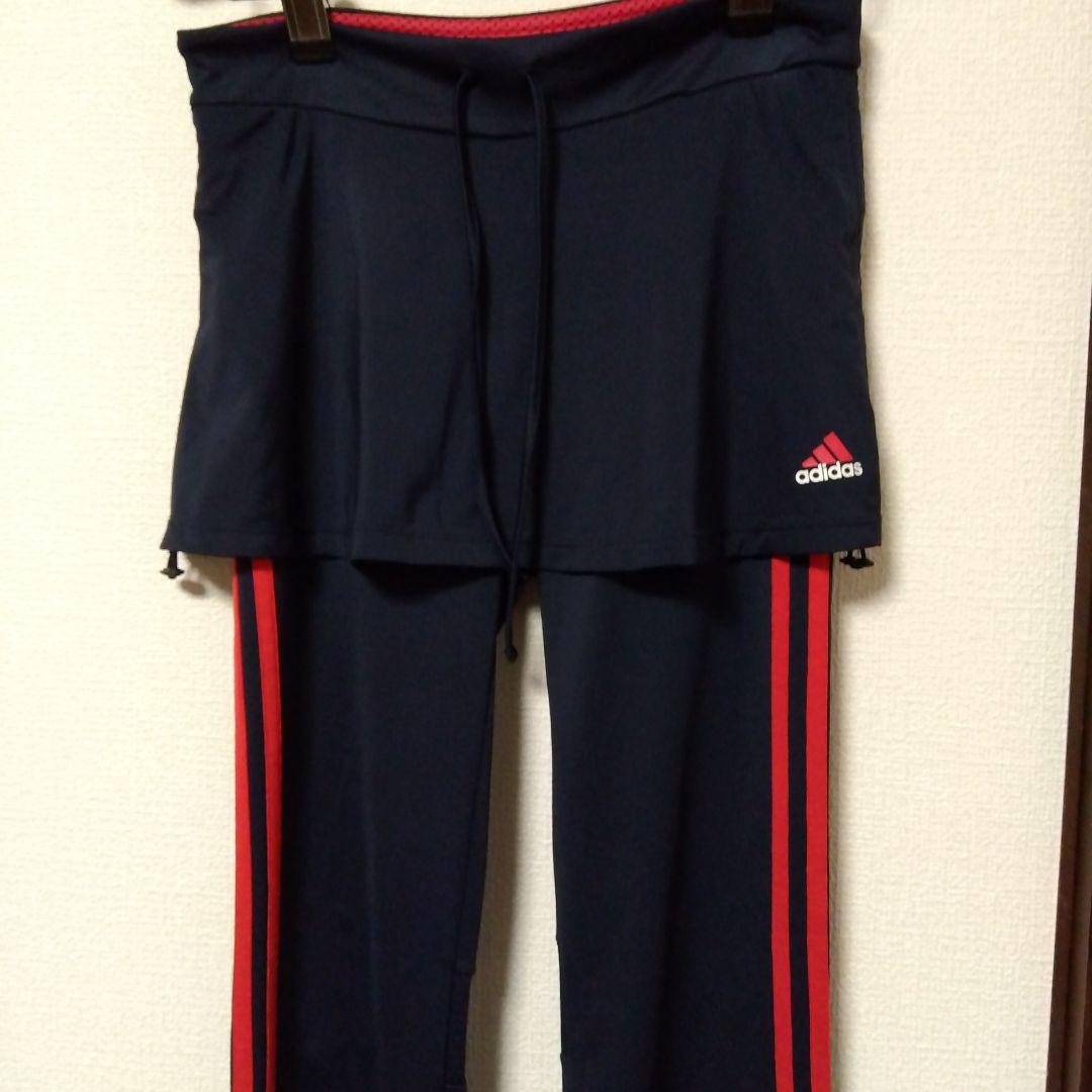 adidas Tシャツとスカート付きパンツ M ネイビー/レッド