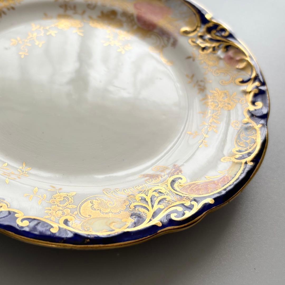 英国製アンティーク　AYNSLEY 金彩コバルト 花文　エインズレイ【稀少品】