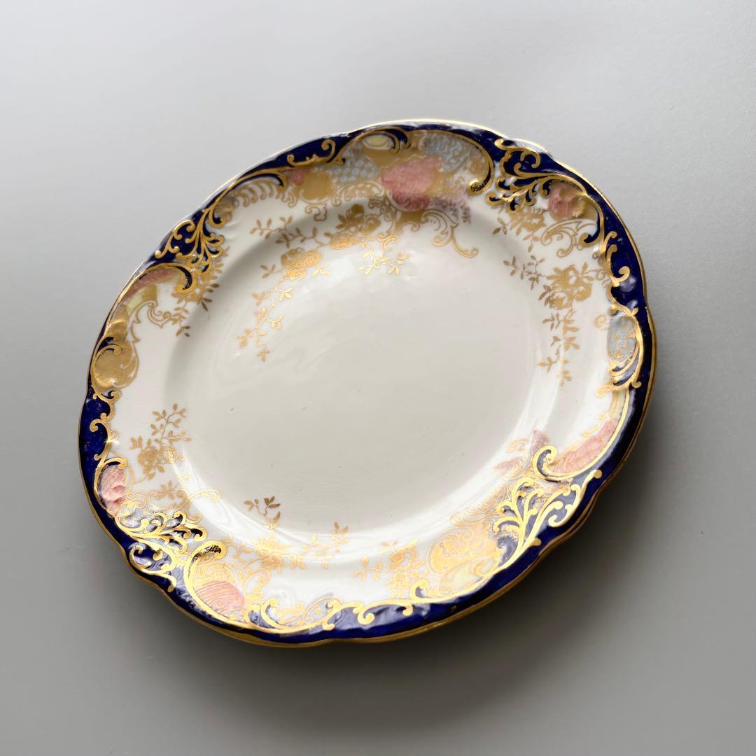 英国製アンティーク　AYNSLEY 金彩コバルト 花文　エインズレイ【稀少品】