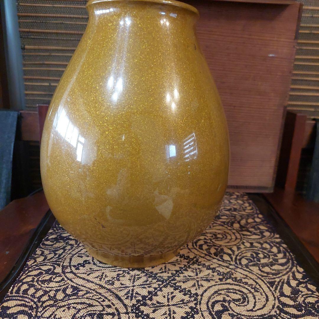 金彩と黒⭐豪華で大きな花瓶⭐金属製？重量感のあり