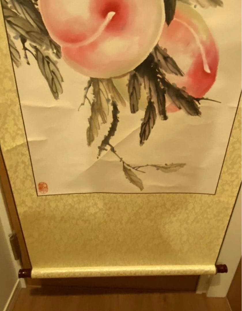 中国美術 掛け軸　壽桃